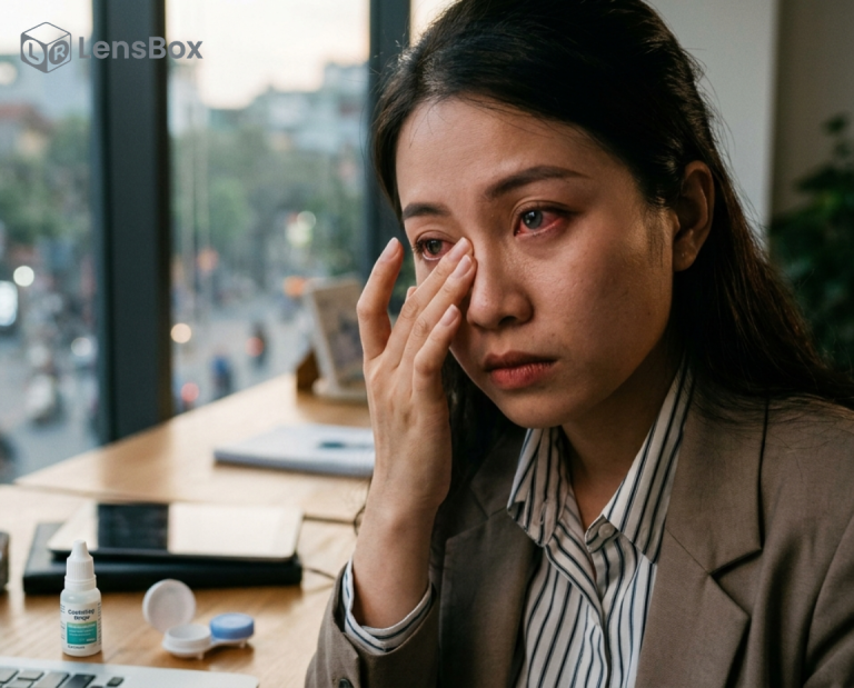 Đeo lens cả ngày có hại không?